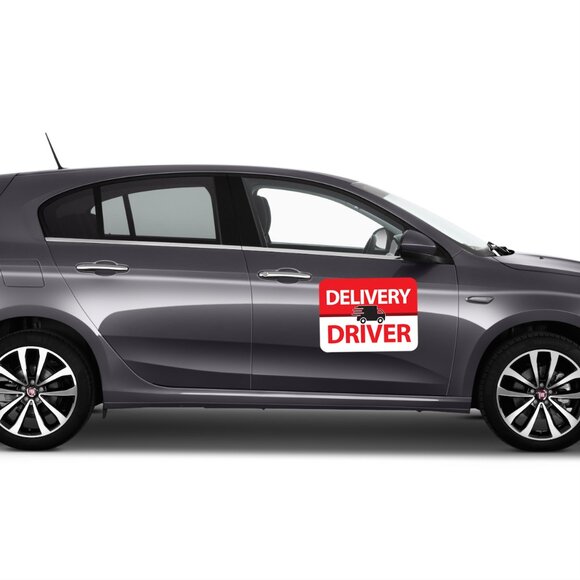 Large 12x18 Pair of Generic DELIVERY DRIVER Car Door Magnet Signs Packages Food - Picture 2 of 3